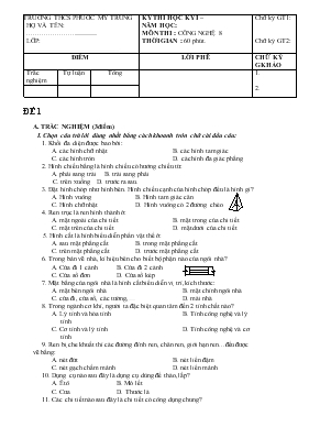 Kỳ thi học kỳ môn thi Công nghệ 8 - Trường THCS Phước Mỹ Trung